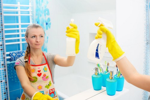 Professional carpet cleaning equipment and prepared room for service